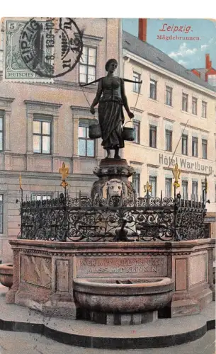 Leipzig Mägdebrunnen mit privaten Zusatzstempel gl1913 185.359
