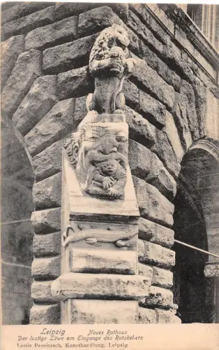 Leipzig Neues Rathaus der lustige Löwe am Eingang ngl 185.402