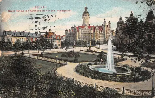 Leipzig Neues Rathaus mit Schmuckplatz gl1910 185.399