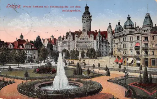 Leipzig Neues Rathaus mit Schmuckplatz gl1913 185.400