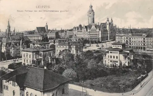 Leipzig Neues Rathaus von der Wächterstraße gesehen gl1910 185.412