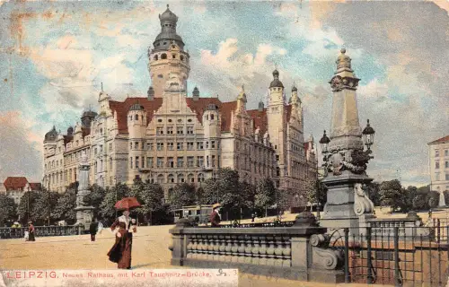 Leipzig Neues Rathaus mit Karl-Tauchnitzbrücke gl1905 185.397