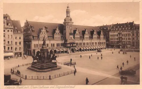 Leipzig Markt mit altem Rathaus und Siegesdenkmal ngl 185.451