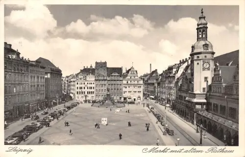 Leipzig Markt mit altem Rathaus gl1938 185.439