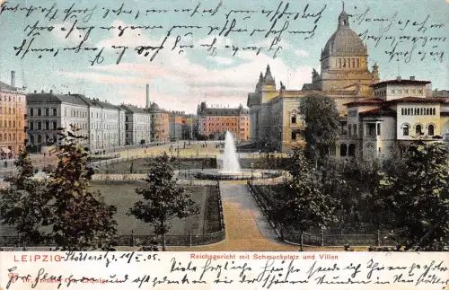 Leipzig Reichsgericht mit Schmuckplatz und Villen gl1906 185.476