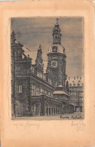 Leipzig Altes Rathaus Original Radierung sign. Keine AK ngl 185.455