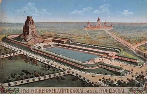 Leipzig Völkerschlachtdenkmal aus der Vogelschau gl1913 185.557