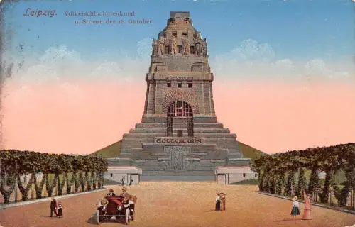 Leipzig Völkerschlachtdenkmal und Straße des 18. Oktober gl1913 185.548