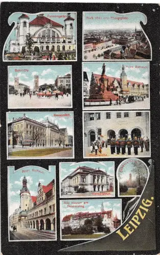 Leipzig Mehrbildkarte gl1908 185.652