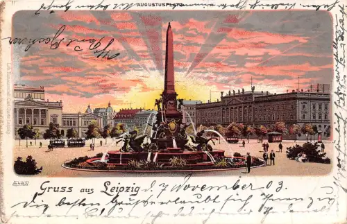 Leipzig Augustusplatz Litho gl1903 185.661