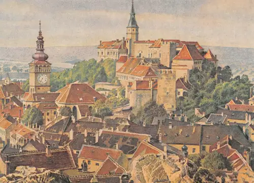 Mähren Nikolsburg Panorama Künstlerkarte ngl 186.289