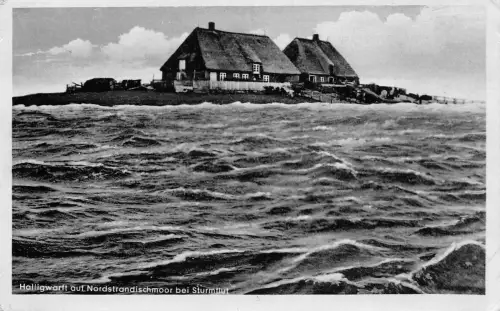 Hallig Nordstrandischmoor bei Sturmflut gl1963 186.580