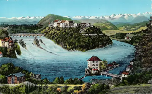 CH Schaffhausen Rheinfall und die Alpen ngl 186.778