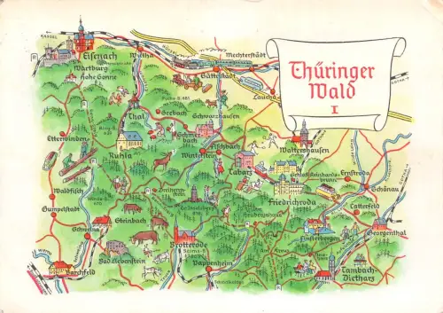 Thüringer Wald I Landkarten-AK gl 186.817