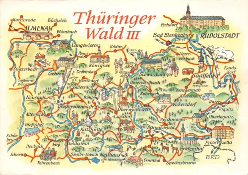 Thüringer Wald III Landkarten-AK gl1976 186.819