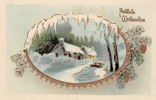 Glückwunsch Fröhliche Weihnachten, Prägekarte ngl 186.854