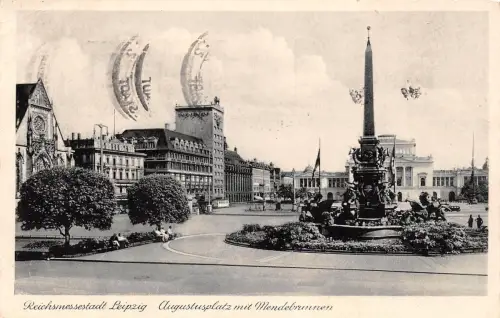 Leipzig Augustusplatz mit Mendebrunnen feldpgl1942 187.022