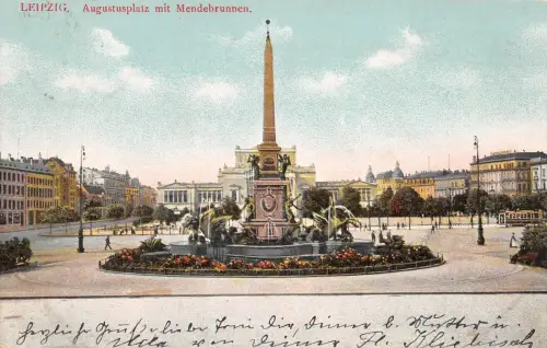 Leipzig Augustusplatz mit Mendebrunnen gl1907 187.023