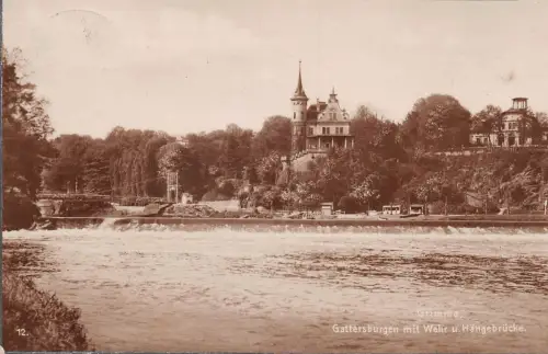 Grimma Gattersburgen mir Wehr und Hängebrücke gl1926 187.296