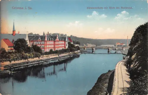 Grimma Fürstenschule mit Blick ins Muldetal gl1914 187.294