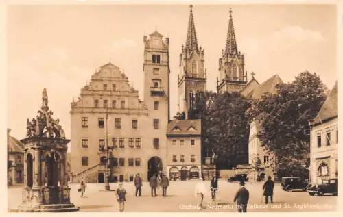Oschatz Neumarkt mit Rathaus ngl 187.342