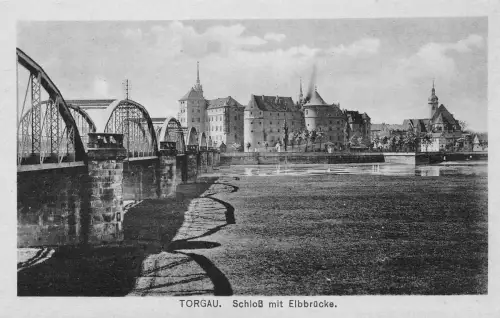 Torgau Schloß mit Elbbrücke ngl 187.443