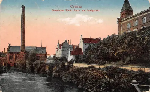 Cottbus IElektrisches Werk Amts- und Landgericht feldpgl1917 187.626
