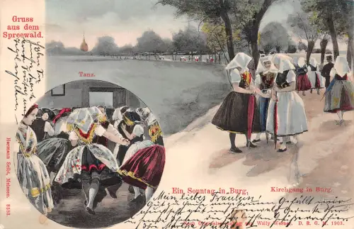 Burg (Spreewald) Kirchgang in Burg Trachten gl1904 187.731