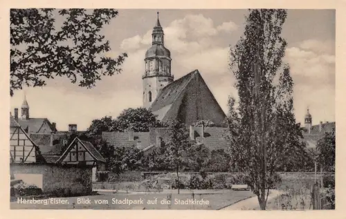 Herzberg (Elster) Blick vom Stadtpark auf die Stadtkirche ngl 187.971