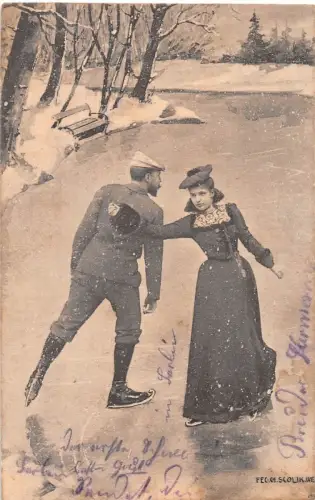 Künstler Fec. Ch. Scolik Wien Schlttschuhläufer gl1902 188.091