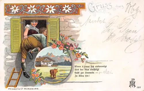 Humor "Wenn d´ Sunn sich…" Litho Bayern gl1899 188.107