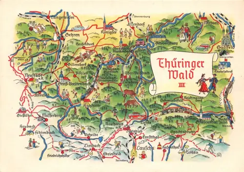 Landkarten-AK Thüringer Wald III ngl 188.112