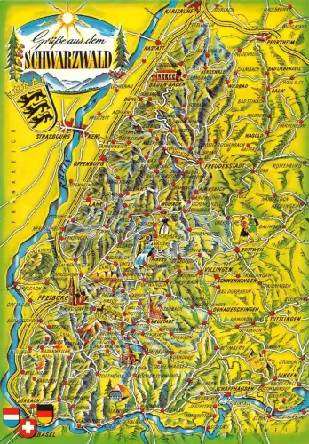Landkarten-AK Schwarzwald ngl 188.108