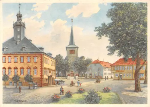 Kölleda Marktplatz Künstlerkarte sign F. Lerpe ngl 188.175