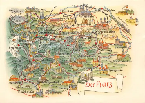 Landkarten-AK Der Harz ngl 188.243