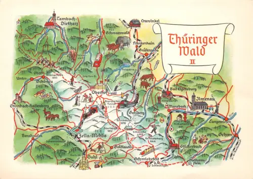 Landkarten-AK Thüringer Wald II ngl 188.251