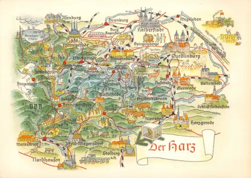 Landkarten_AK Der Harz ngl 188.242