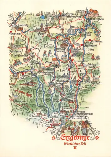 Landkarten-AK Erzgebirge Westlicher Teil II ngl 188.254