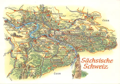 Landkarten-AK Sächsische Schweiz ngl 188.246
