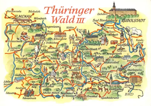 Landkarten-AK Thüringer Wald III ngl 188.252