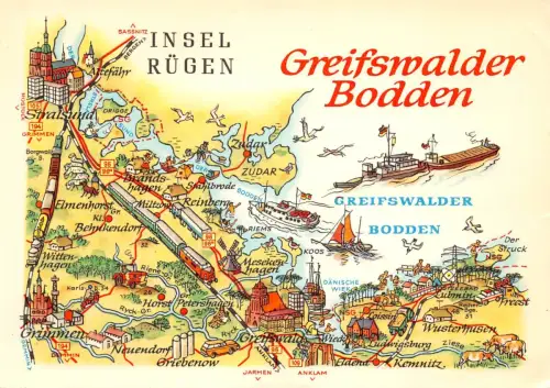 Landkarten-AK Greifswalder Bodden ngl 188.262
