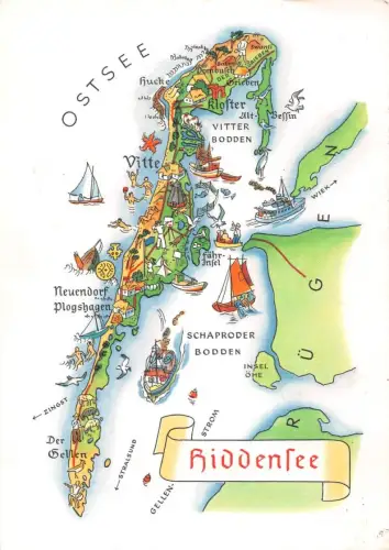Landkarten-AK Hiddensee ngl 188.267
