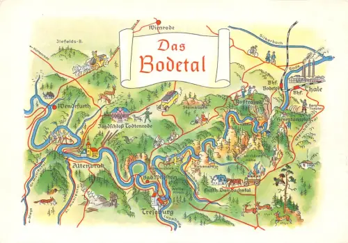 Landkarten-AK Das Bodetal ngl 88.245