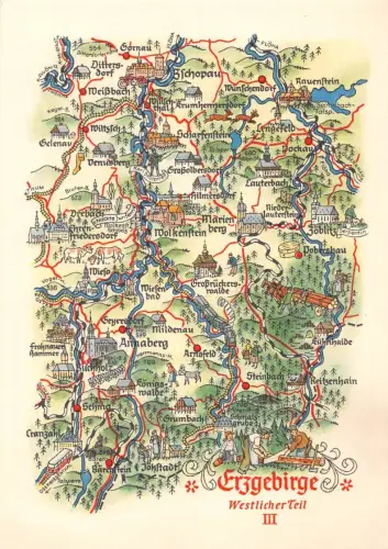Landkarten-AK Erzgebirge Westlicher Teil III ngl 188.255