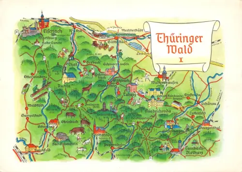 Landkarten-AK Thüringer Wald I gl1973 188.250