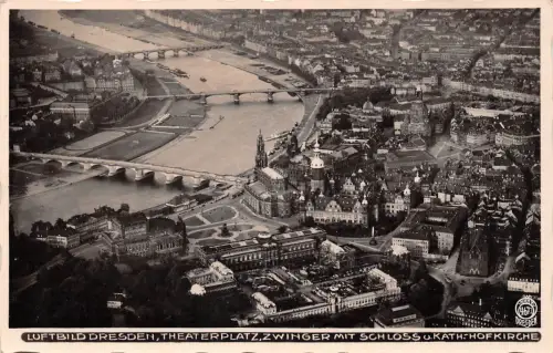 Dresden Luftbild Zwinger Theaterplatz mit Elbebrücken gl1931 189.066