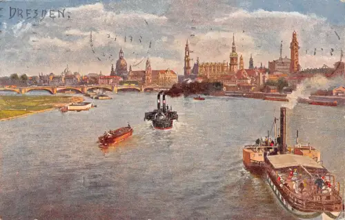 Dresden Blick von der Marienbrücke Künstlerkarte gl1917 189.103