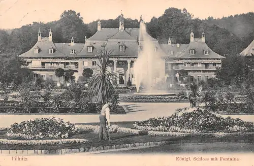 Dresden Pillnitz Königl. Schloß mit Fontaine gl1908 189.196