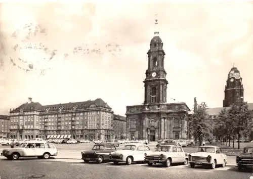Dresden Altmarkt Ostseite mit Kreuzkirche und Rathausturm gl1972 189.242