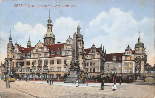Dresden Kgl. Schloss und Wettin-Obelisk gl1911 189.542
